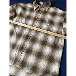 Pro Club Heavy Wide Ombre Flannel Long Sleeve Sz L Brown